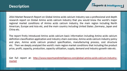 Research Report on Global Amino acids calcium Industry Market by 2014