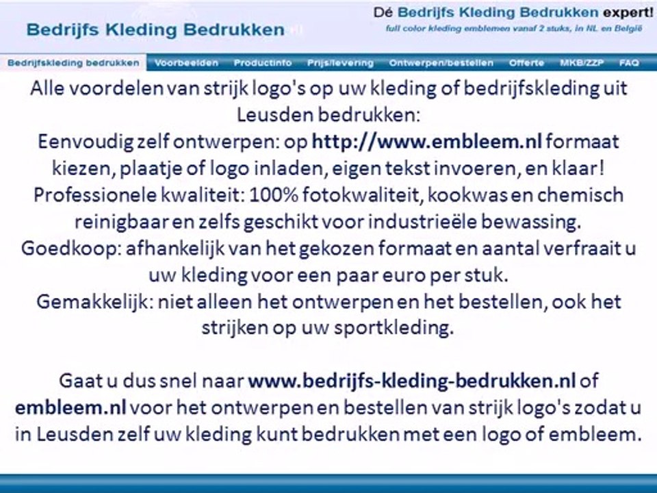 Kleding bedrijfskleding bedrukken Leusden