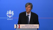 Point de presse de Stéphane Le Foll, porte-parole du Gouvernement, le 17 septembre