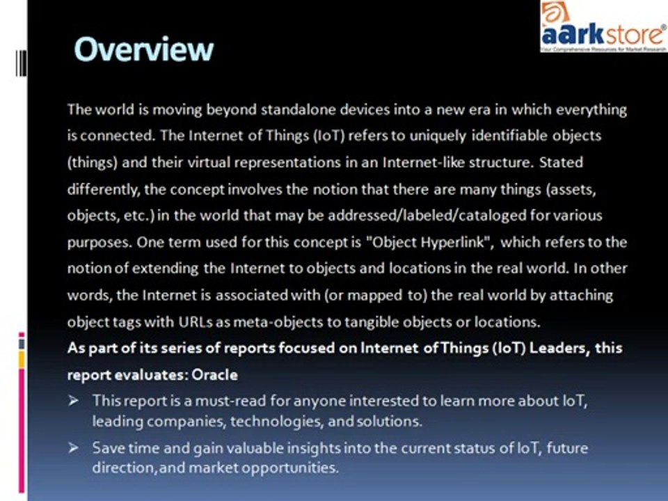 Aarkstore: Internet of Things (IOT) Leaders: Oracle