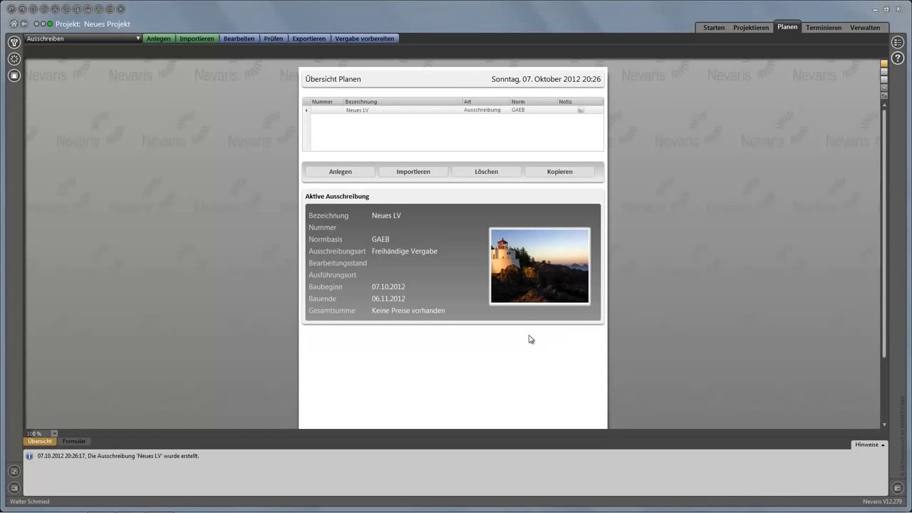 Nevaris Tutorial 2: Erstellen von Leistungsverzeichnissen