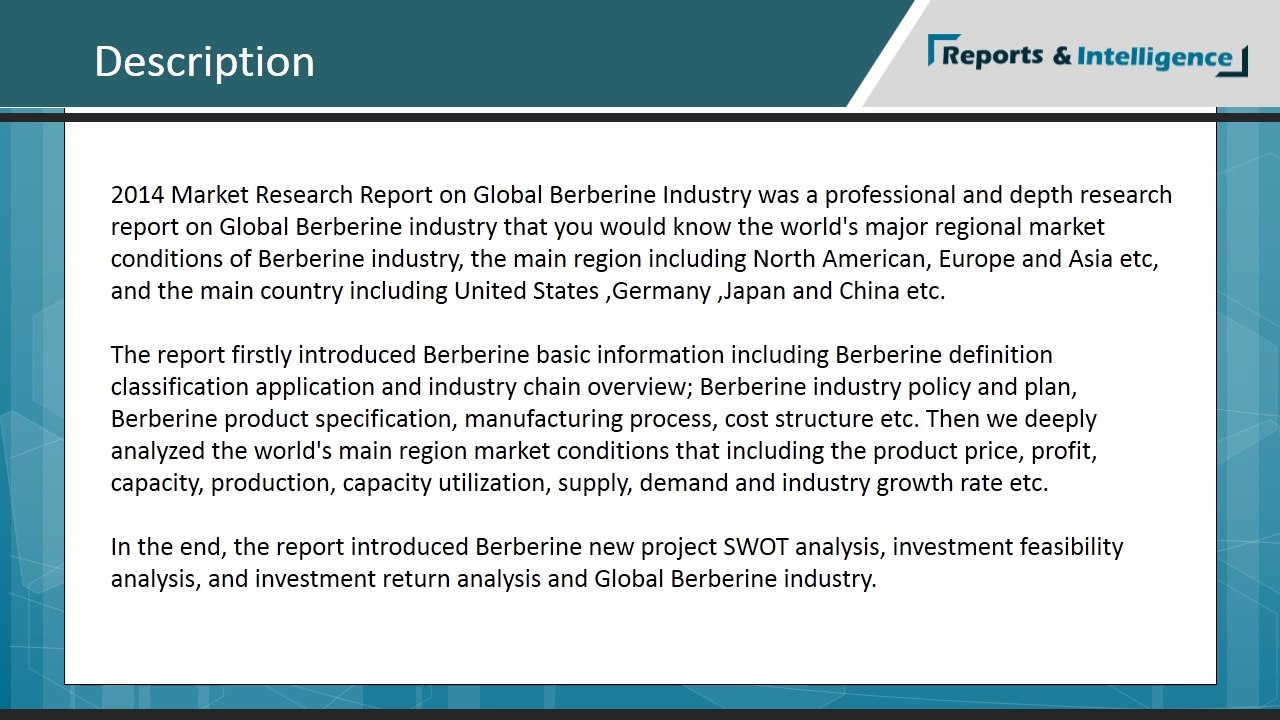 Global Berberine Industry Research Report 2014