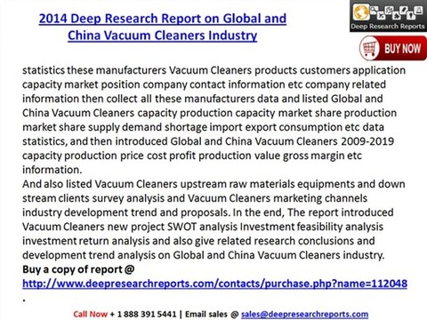 Vacuum Cleaners Industry (Global & China) Trends and Forecast Report 2019
