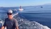 Woman Gets Unexpected Visitors While Water Skiing