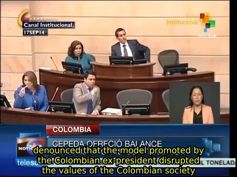 Colombian senate debates alleged links of Uribe to paramilitarism