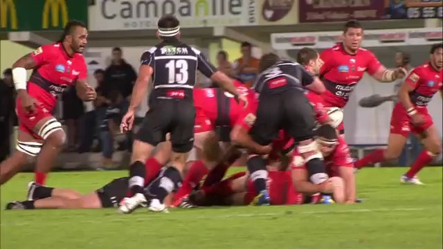 Brive-Toulon: Essai Maxime Mermoz (TLN) - J6 - Saison 2014/2015