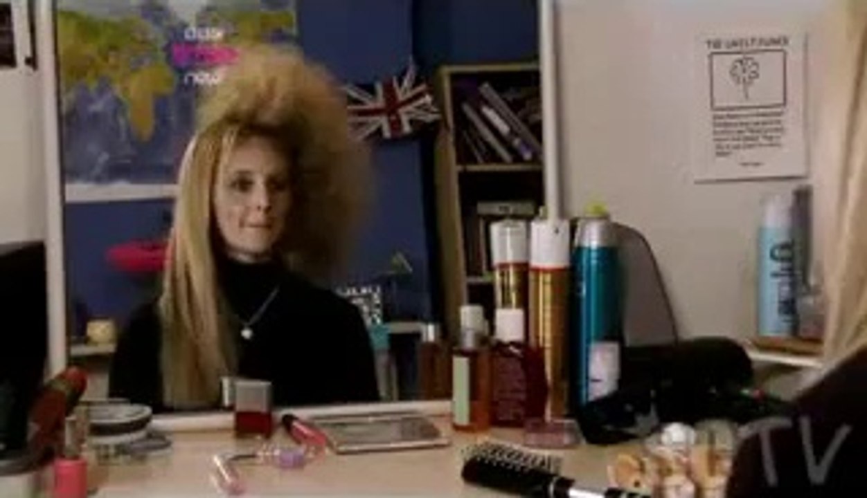 Look At the Girl Using Flat Iron to Straight her Curly Hair... LOL