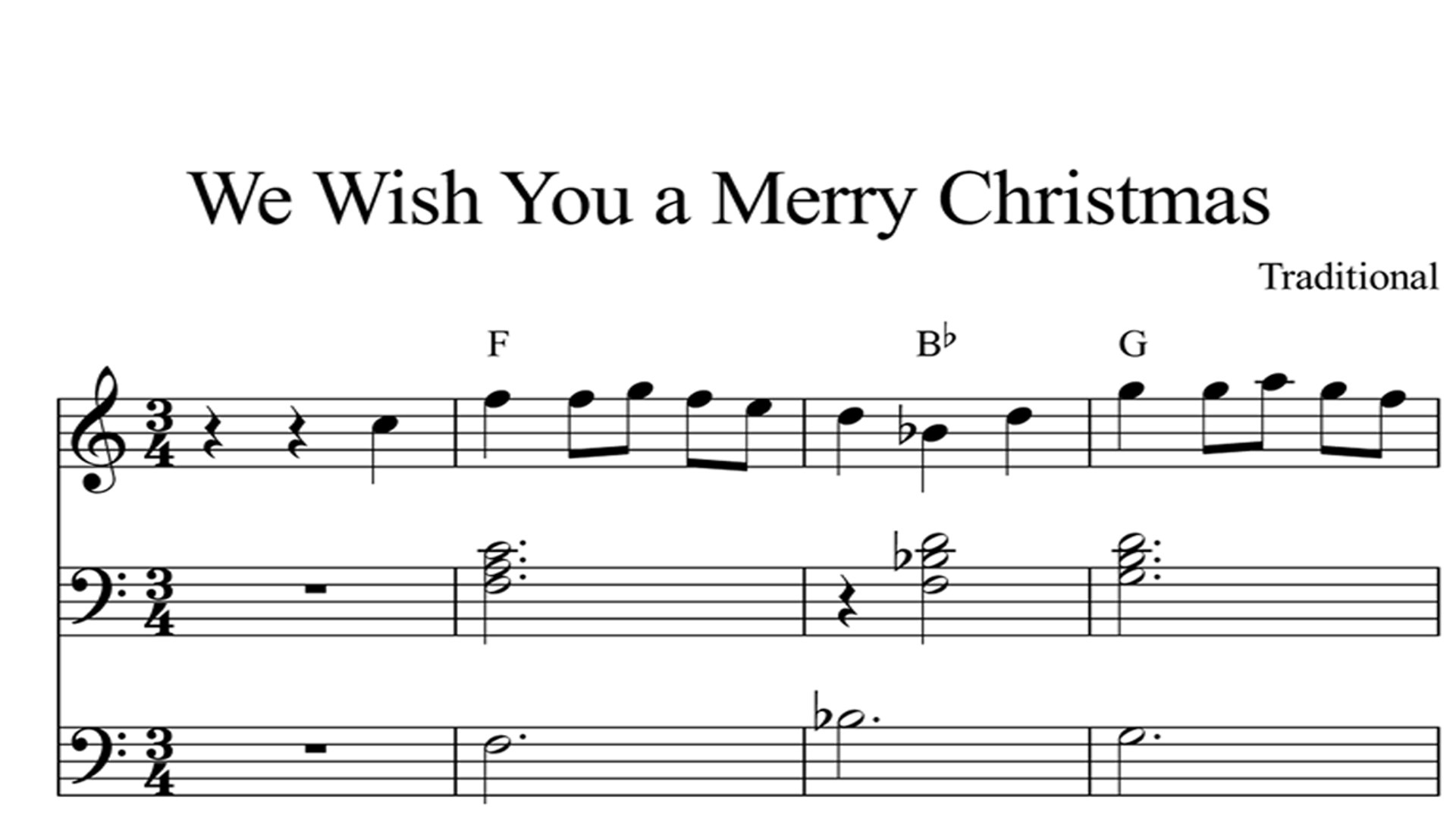 We Wish You A Merry Christmas Digital Sheet Music Piano Organ