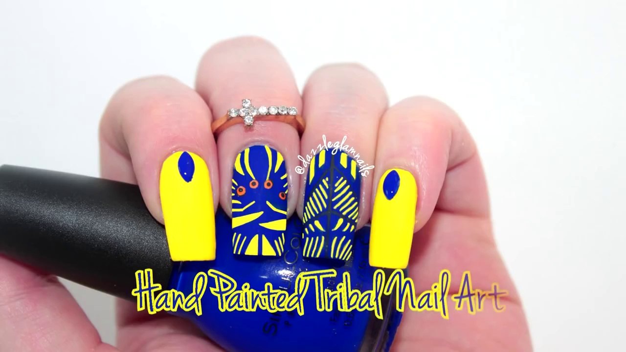Hand Printed Tribal Nail Tutorial