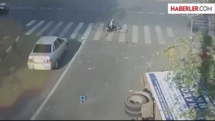 Bisikletli adamın mucize kurtuluşu