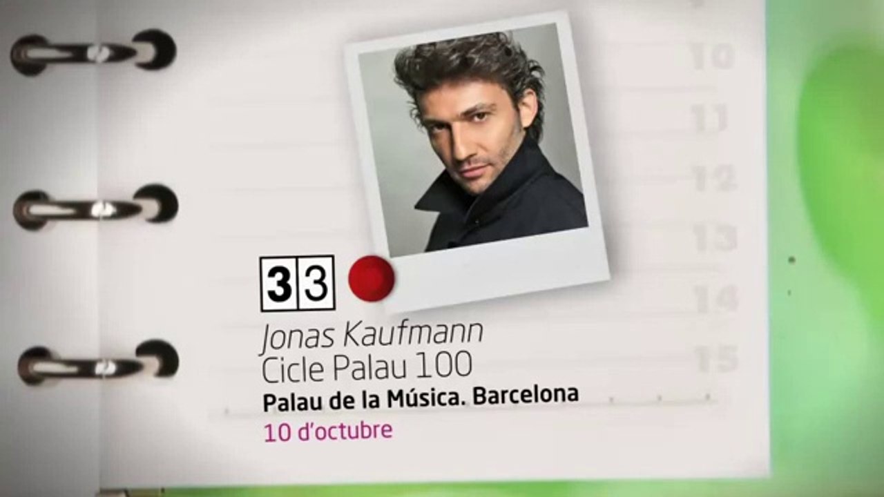TV3 - 33 recomana - Jonas Kaufmann. Cicle Palau 100. Palau de la Música. Barcelona