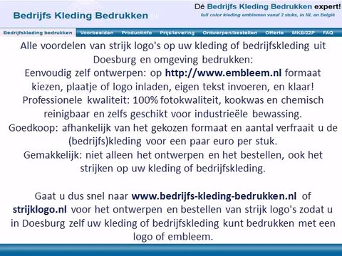 Kleding bedrijfskleding bedrukken Doesburg