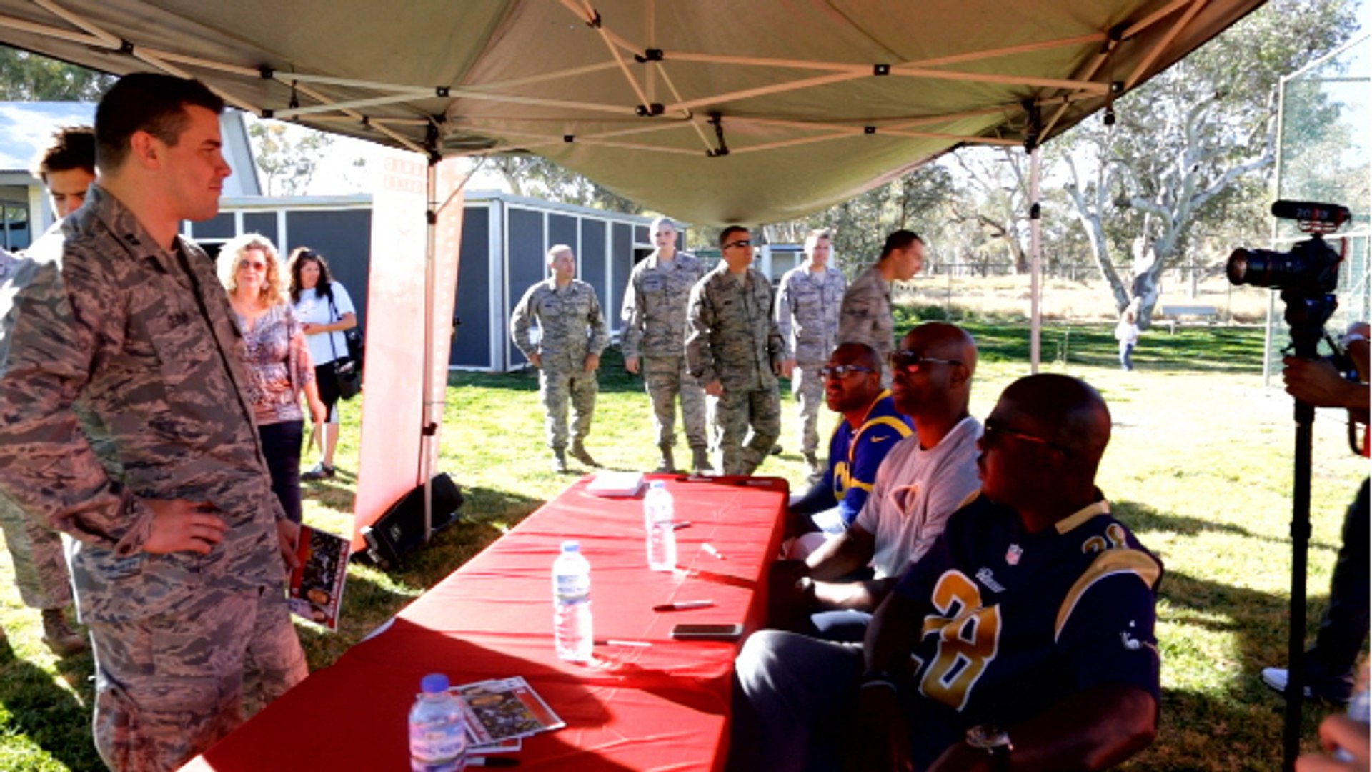 Marshall Faulk and Torry Holt visit US Troops