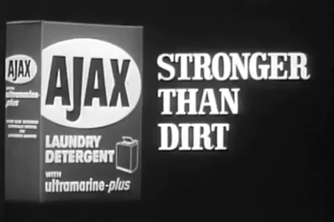 VINTAGE 1965 AJAX LAUNDRY DETERGENT with THE WHITE KNIGHT OIL FIELD LOCATION
