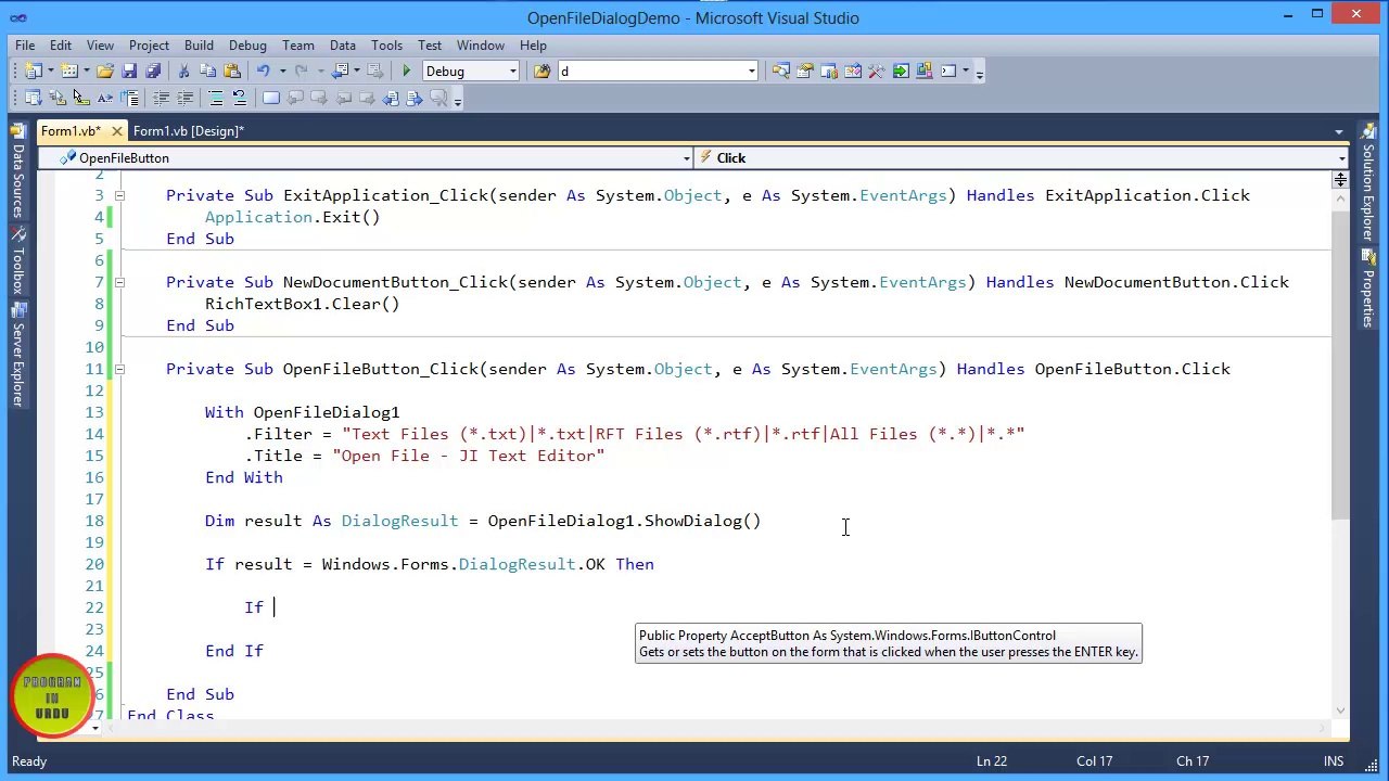 VB.NET OpenFileDialog Control Tutorial in Urdu