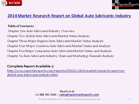 2014 Market Research Report on Global Auto lubricants Industry
