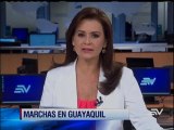 Normalidad en las marchas a favor y contra el régimen en Guayaquil