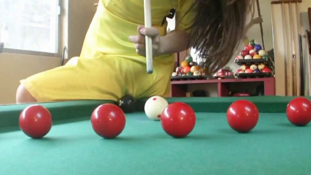 Seven trick shots with Mary Avina on Billiard Snooker Pool Table