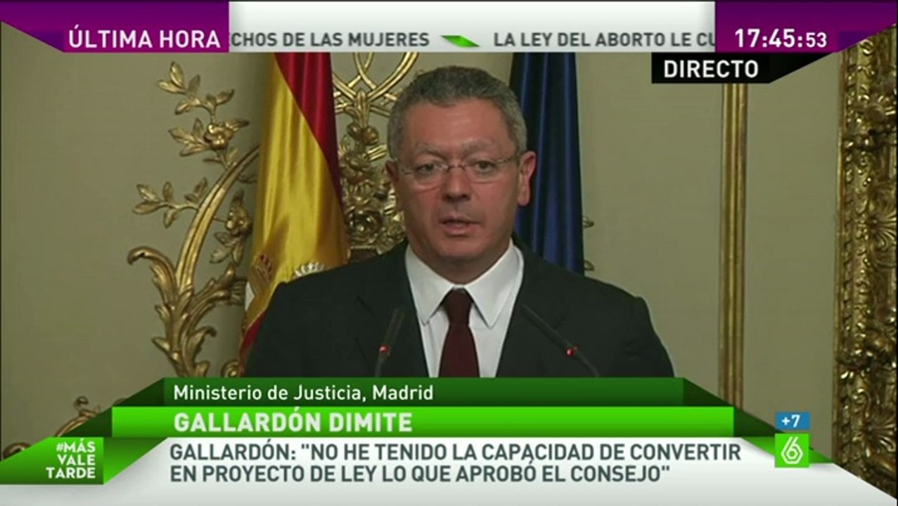 Alberto Ruiz-Gallardón- -No sólo dejo el Ministerio de Justicia, también la política- - laSexta