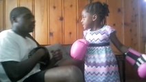 K.O after a violent punch by his 6 years old daughter!