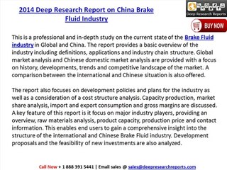 2014 Deep Research Report on China Brake Fluid Industry