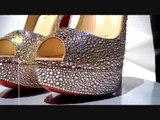 Christian Louboutin LADY PEEP SLING Silk Strass women shoes
