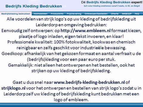 Kleding bedrijfskleding bedrukken Leiderdorp