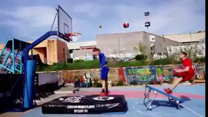 awesome stunt with football.