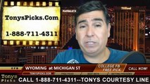 Michigan St Spartans vs. Wyoming Cowboys Free Pick Prediction College Football Point Spread Odds Betting Preview 9-27-2014