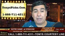 Notre Dame Fighting Irish vs. Syracuse Orange Free Pick Prediction College Football Point Spread Odds Betting Preview 9-27-2014