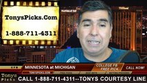 Minnesota Golden Gophers vs. Michigan Wolverines Free Pick Prediction College Football Point Spread Odds Betting Preview 9-27-2014