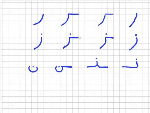 Leçon 5 - Vidéo 1 - Trois lettres de l'alphabet arabe ر ز ن affectées de voyelles