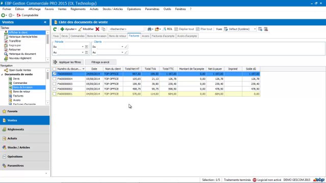 EBP Gestion Commerciale 2015 : Les Livraisons et receptions partielles