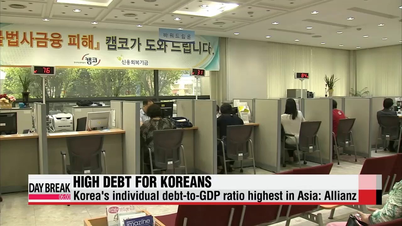 Korea's individual debt-to-GDP ratio highest in Asia Allianz