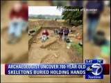 Archaeologists Uncover 700 yr Old Skeletons Buried Holding Hands