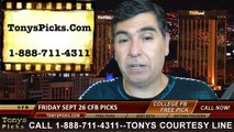 College Football Betting Picks Friday Predictions Point Spread Odds 9-26-2014