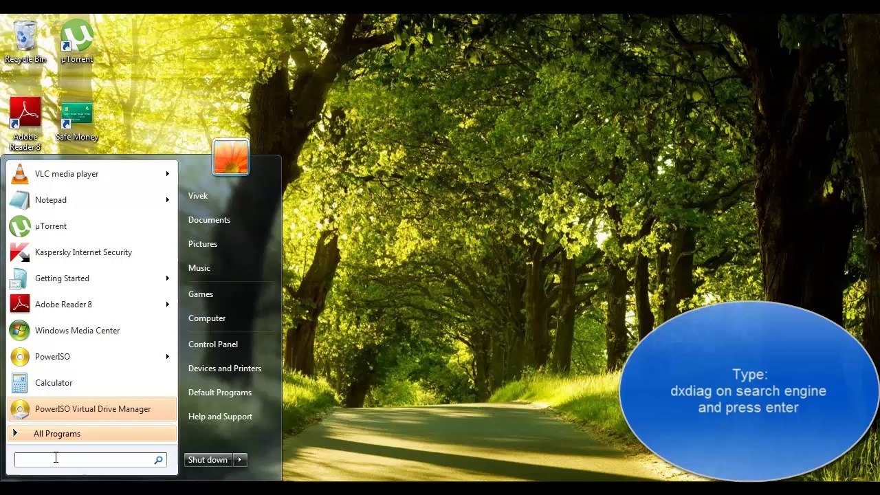 how to see graphic card memory and  information in windows 7