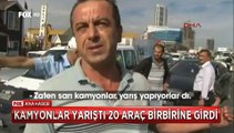 İstanbul'da Harfiyat kamyonları yarıştı 20 araç birbirine girdi