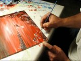 Red sunset - Acrylic on canvas (Tutorial for beginners) By YannisArt 