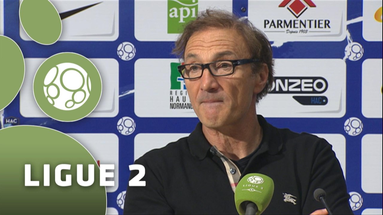 Conférence de presse Havre AC - Dijon FCO (1-0) : Erick MOMBAERTS (HAC) - Olivier DALL'OGLIO (DFCO) - 2014/2015