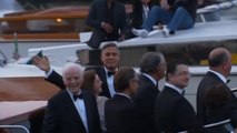 Clooney arrives by water taxi to his star studded Venice wedding