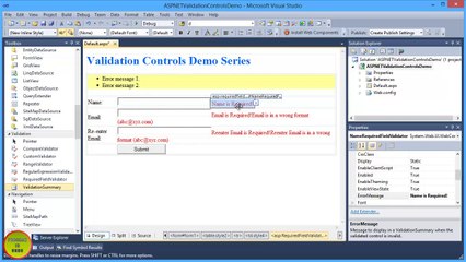 ValidationSummary Control Tutorial using C# In Urdu