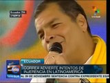 Deplora Rafael Correa la beligerancia de EEUU contra democracias de AL