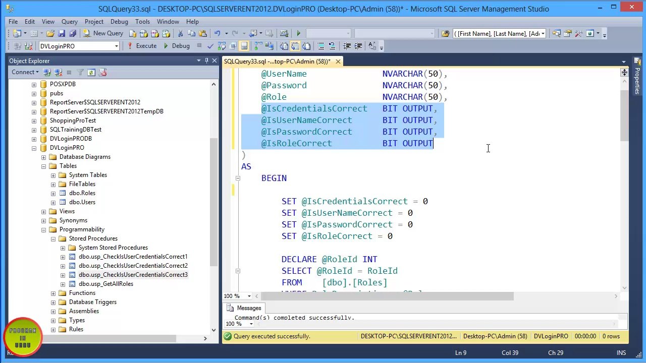 6.C# Database Programming In Urdu - ExecuteNonQuery() & OUTPUT Parameters