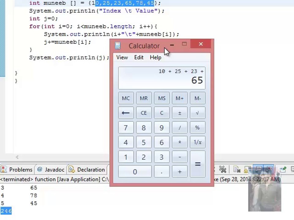 Java Programming Tutorial -13- (In Urdu) Taking Sum and Average of Array Table