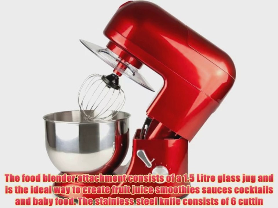 Andrew James Multifunctional Red 52 Food Mixer With Meat Grinder And 15 Litre Blender Attachments Includes 2 Year Warran