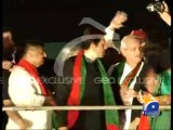 Imran Khan on stage-Geo Reports-28 Sep 2014