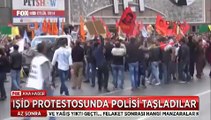 İzmir'de IŞİD Protestosunda polisi taşladılar