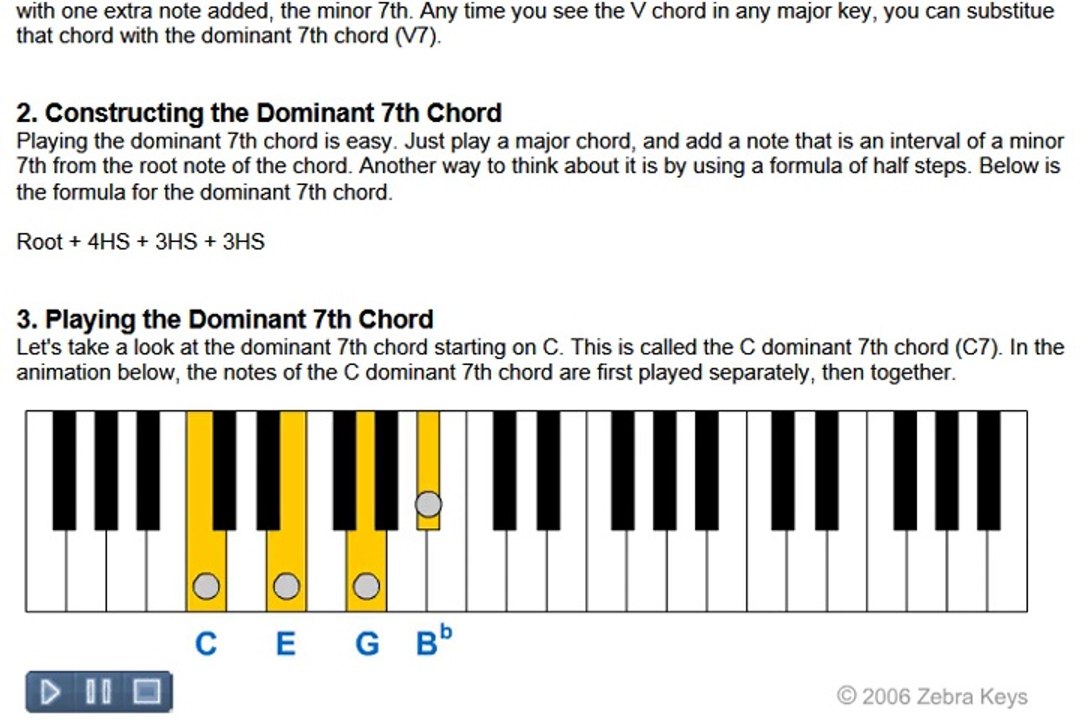 Free Piano Lesson 29 - Dominant 7th Chords