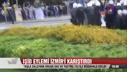 IŞİD Eylemi İzmir'i karıştırdı polisi taşlayınca olaylar çıktı